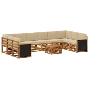 Zunanja garnitura za sedenje z blazino 8 pcs Naravna