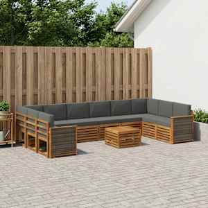 Zunanja garnitura za sedenje 8 pcs Naravna in antracitna