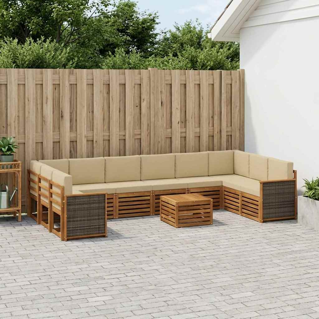 vidaXL Udendørs sofagruppe 11 stk. 10-personers Naturlig og Beige