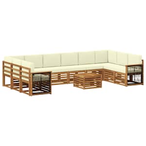 Zunanja garnitura za sedenje z blazino 8 pcs Naravna in smetana