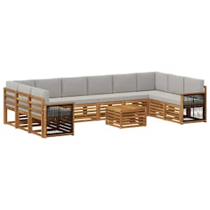 Zunanja garnitura za sedenje 8 pcs Naravna in svetlo siva