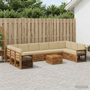 Zunanja garnitura za sedenje z blazino 8 pcs Naravna