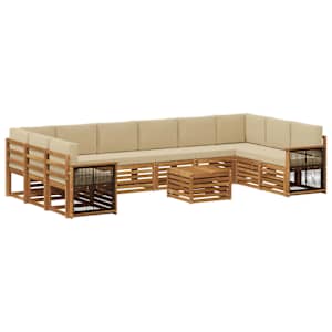 Zunanja garnitura za sedenje z blazino 8 pcs Naravna