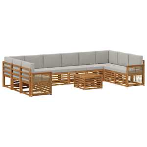 Zunanja garnitura za sedenje 8 pcs Naravna in svetlo siva