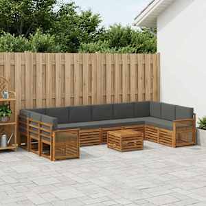 Zunanja garnitura za sedenje 8 pcs Naravna in antracitna