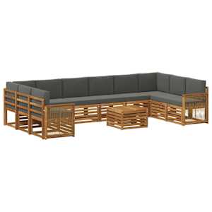 Zunanja garnitura za sedenje 8 pcs Naravna in antracitna