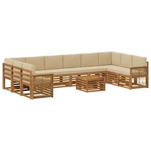 Zunanja garnitura za sedenje z blazino 8 pcs Naravna