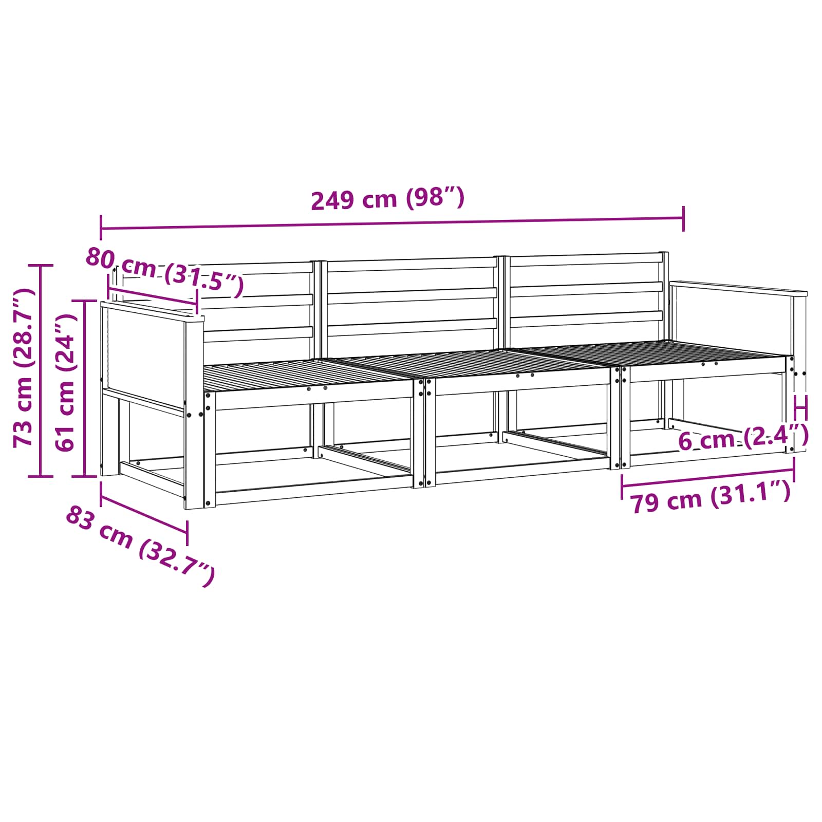 Buiten bankenset 3 pcs Naturel Massief Acaciahout image 4