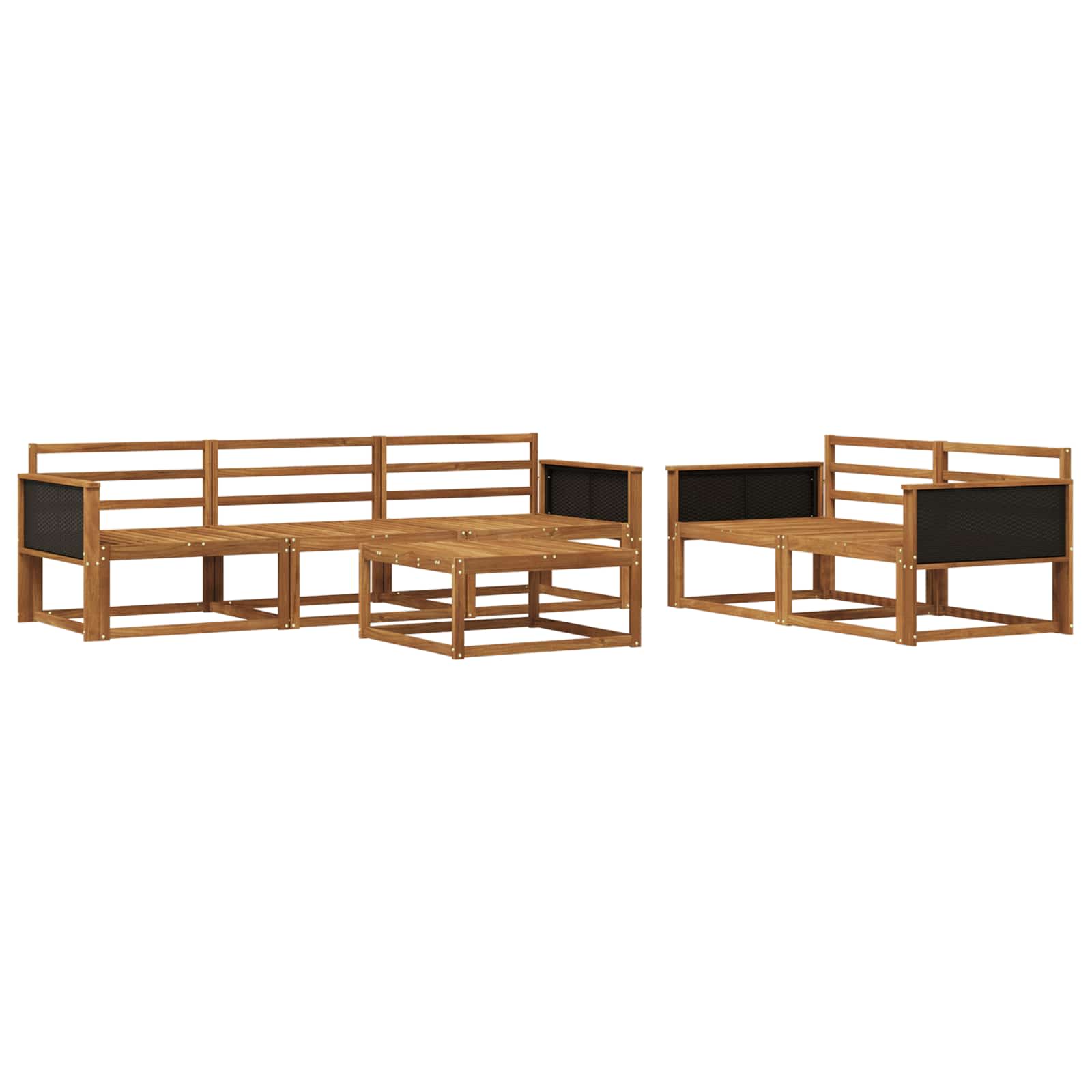 Buiten bankenset 6 pcs Naturel Massief Acaciahout image 1