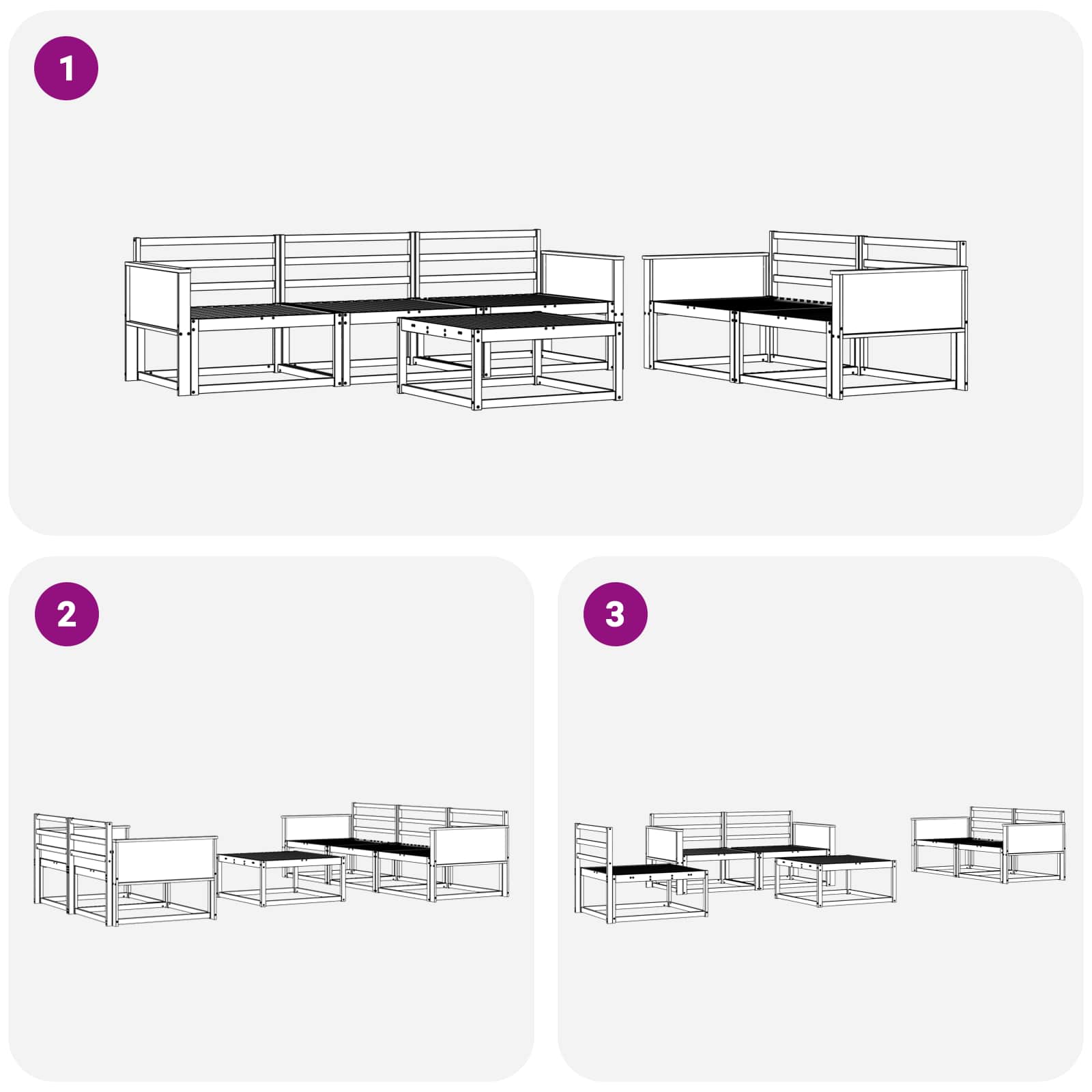 Buiten bankenset 6 pcs Naturel Massief Acaciahout image 6