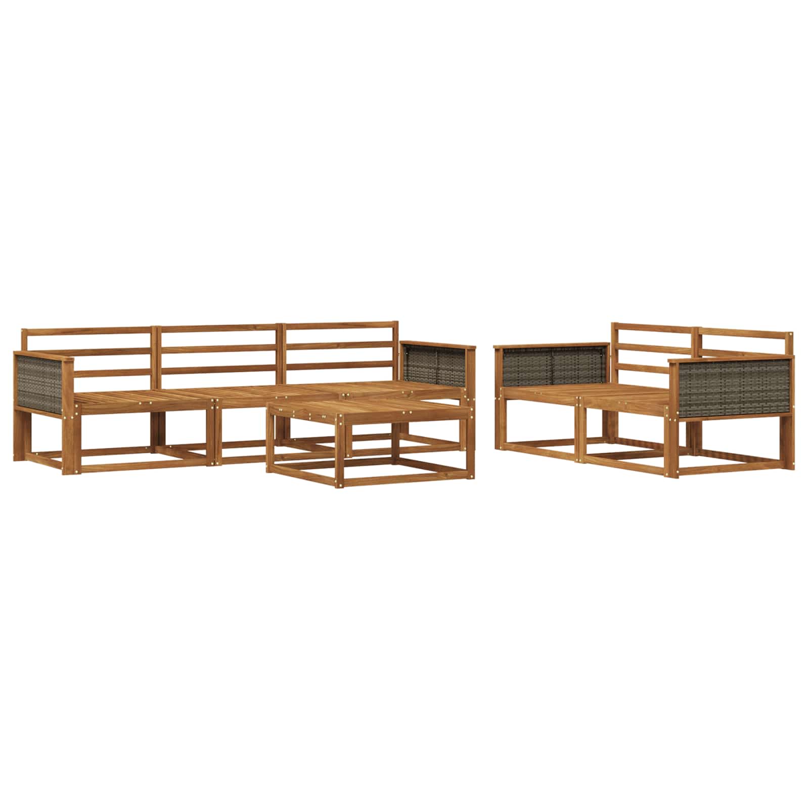 Buiten bankenset 6 pcs Naturel Massief Acaciahout image 1