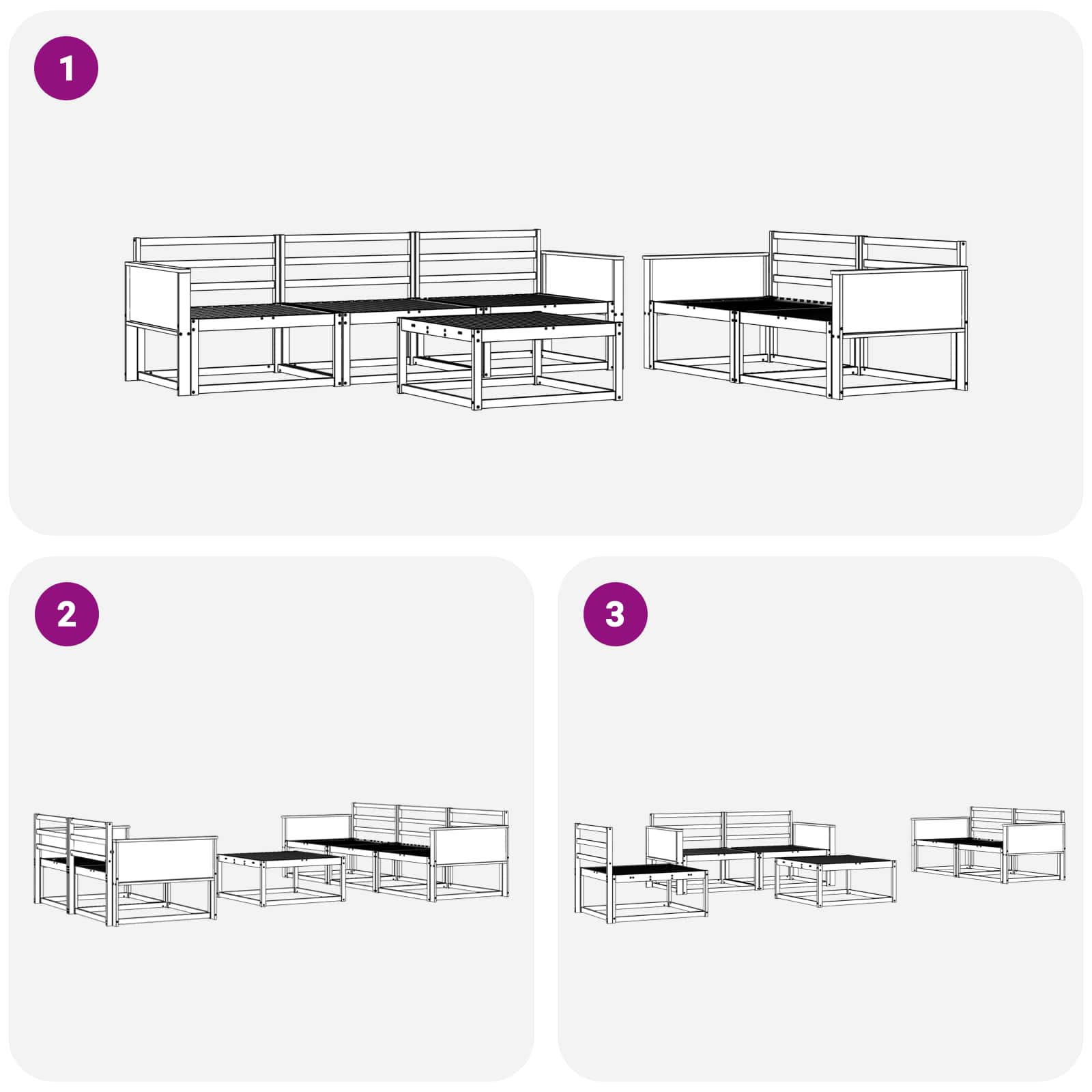 Buiten bankenset 6 pcs Naturel Massief Acaciahout image 6