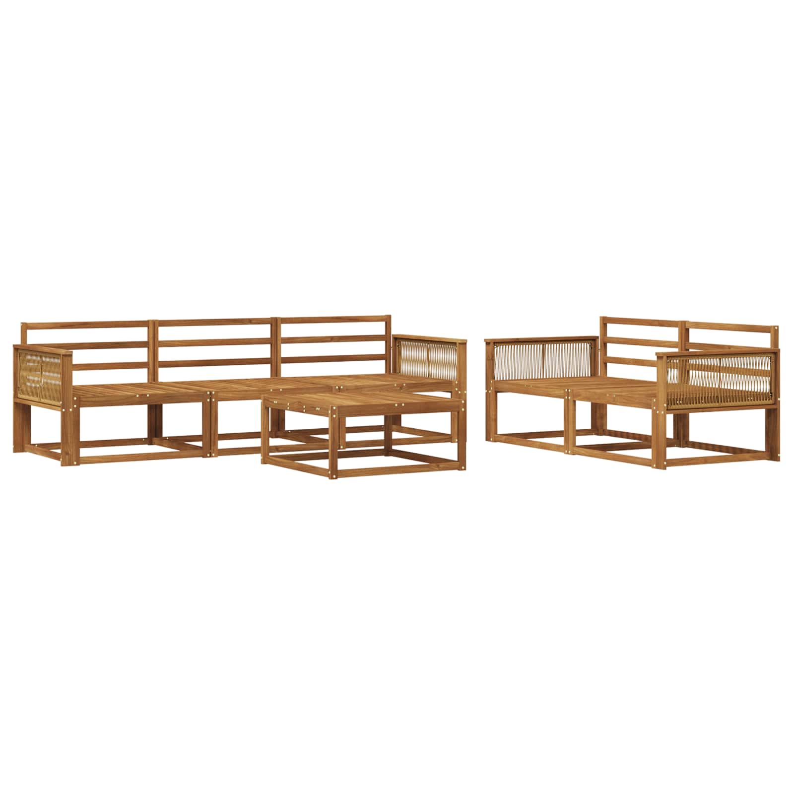 Buiten bankenset 6 pcs Naturel Massief Acaciahout image 1