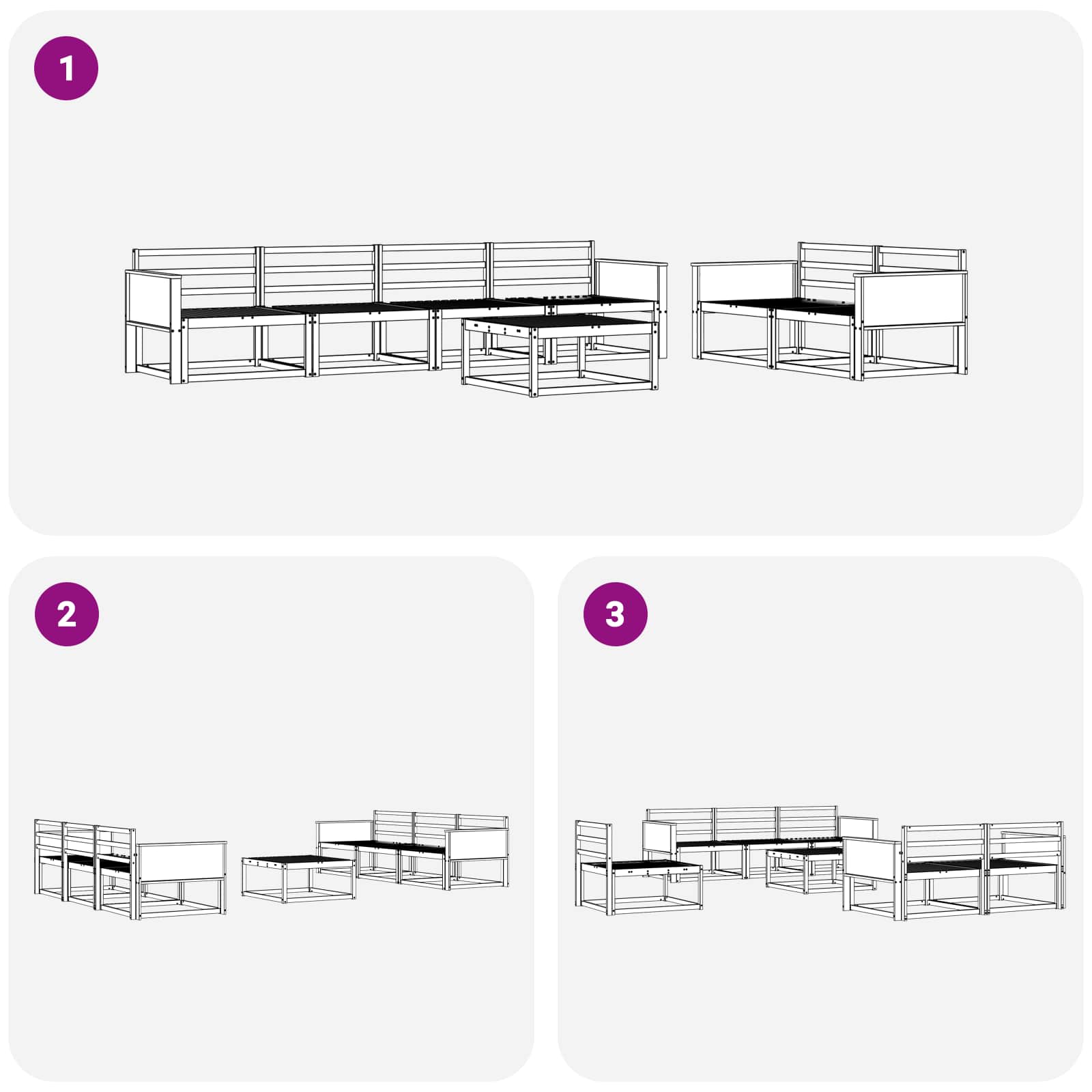 Buiten bankenset 7 pcs Naturel Massief Acaciahout image 6