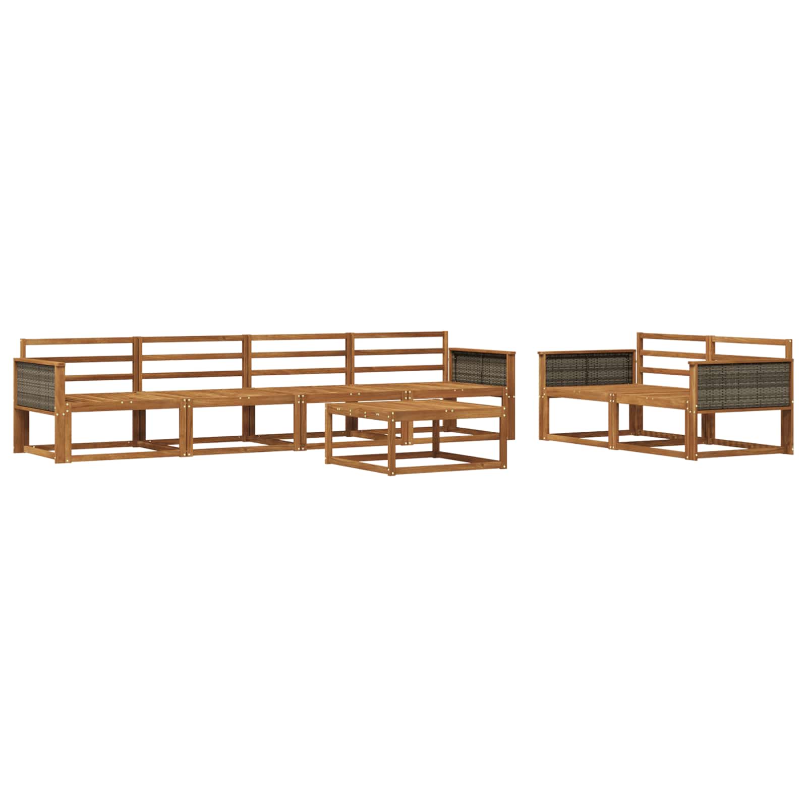 Buiten bankenset 7 pcs Naturel Massief Acaciahout image 1