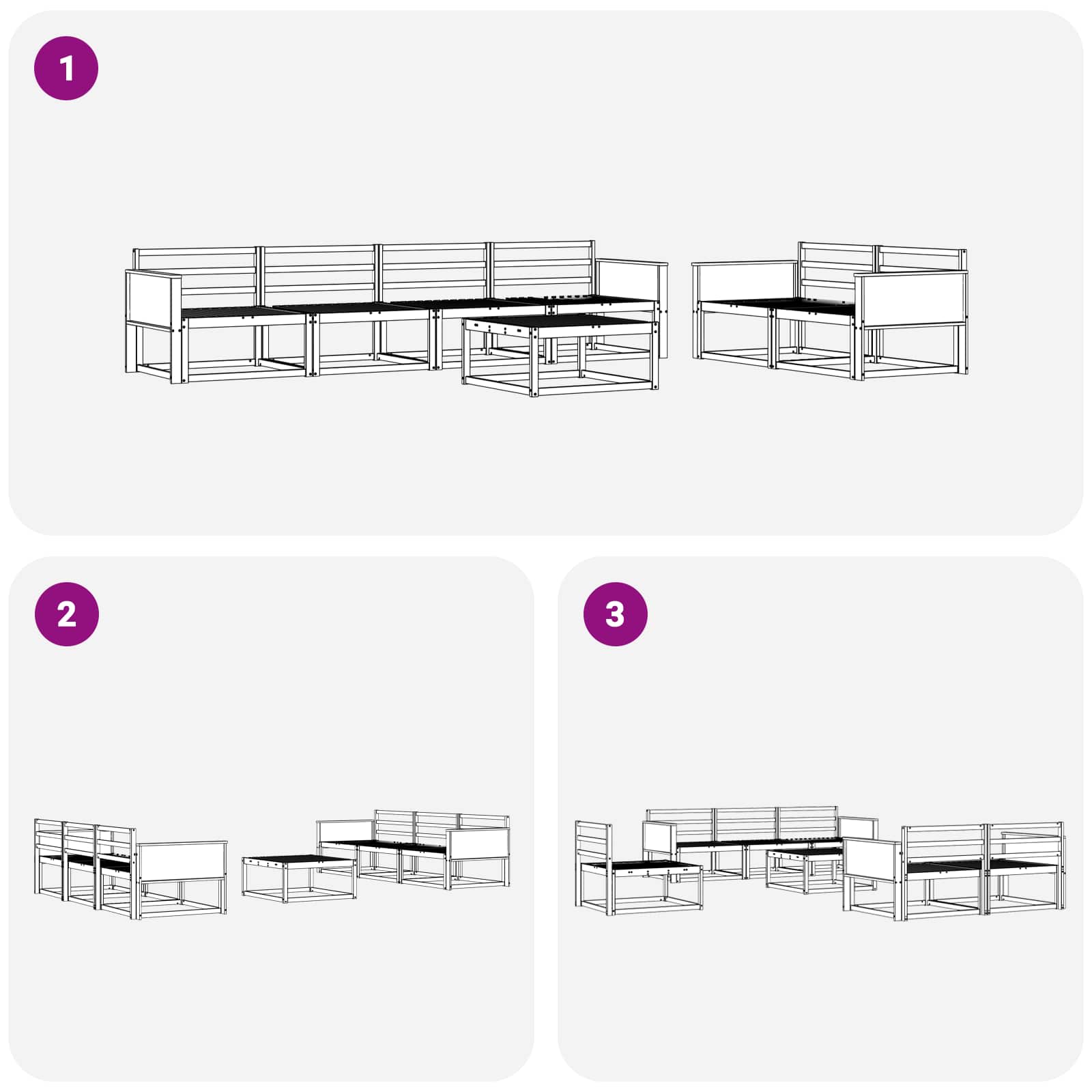 Buiten bankenset 7 pcs Naturel Massief Acaciahout image 6
