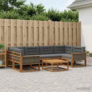 Zunanja garnitura za sedenje 7 pcs Naravna in antracitna