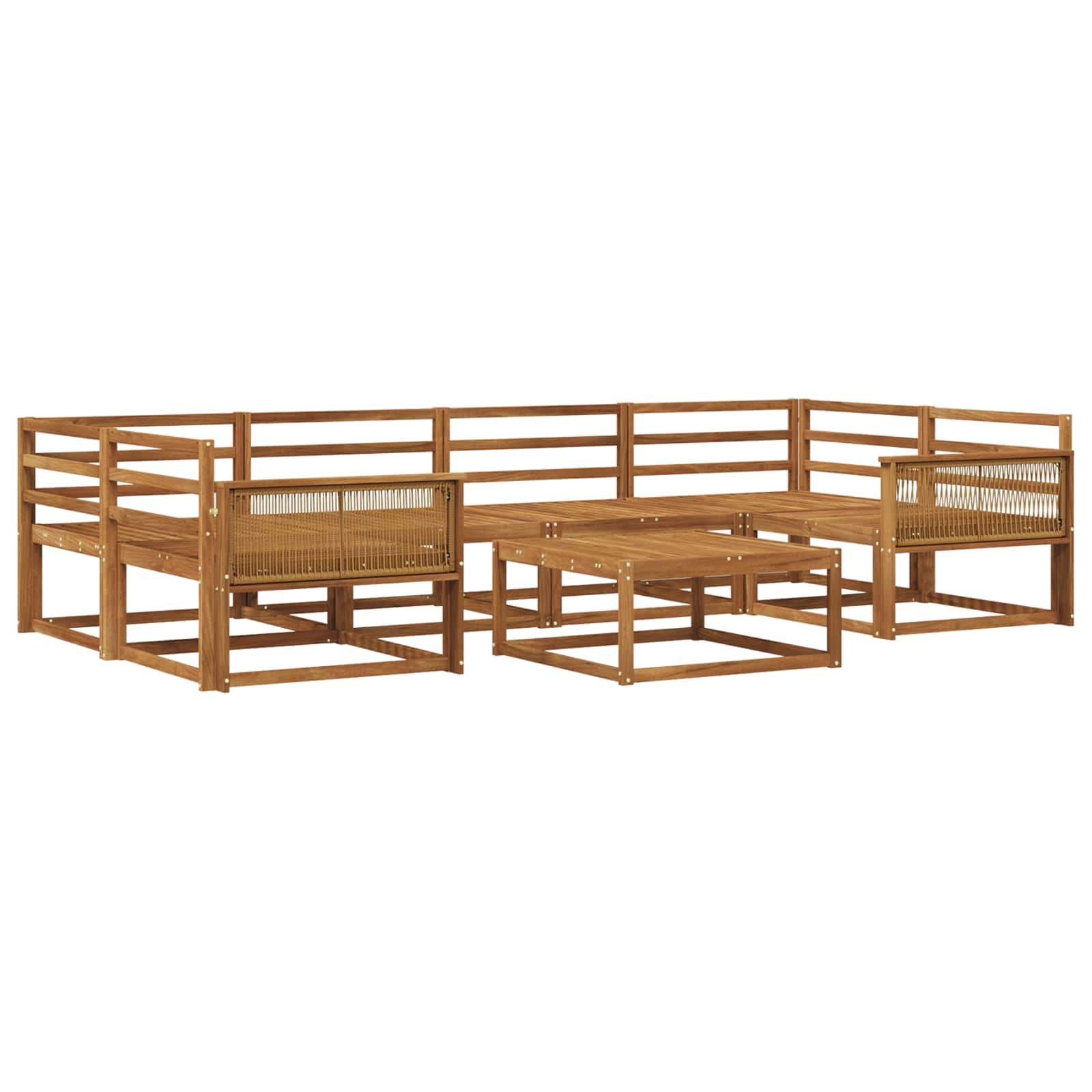 Buiten bankenset 7 pcs Naturel Massief Acaciahout image 1