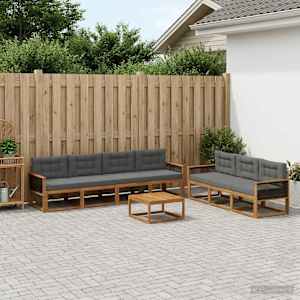 Zunanja garnitura za sedenje 8 pcs Naravna in antracitna