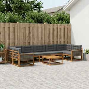 Zunanja garnitura za sedenje 8 pcs Naravna in antracitna