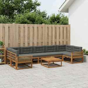 Zunanja garnitura za sedenje 8 pcs Naravna in antracitna