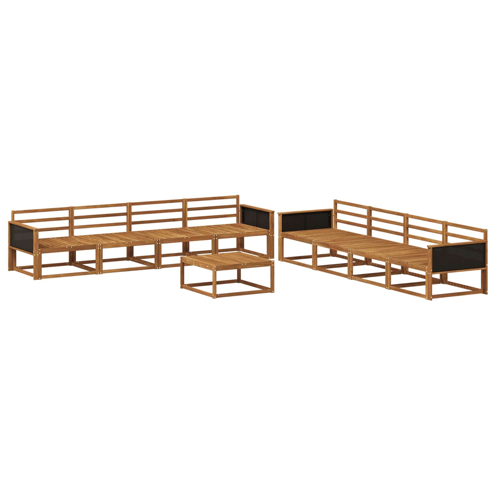 Buiten bankenset 9 pcs Naturel Massief Acaciahout image 1