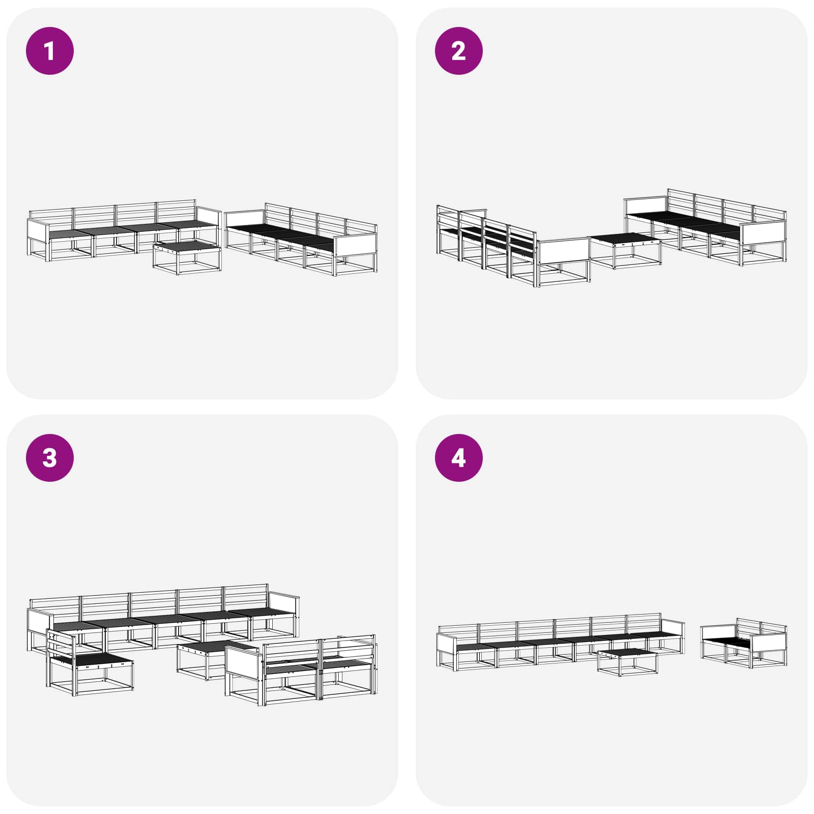 Buiten bankenset 9 pcs Naturel Massief Acaciahout image 6