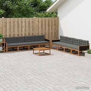 Zunanja garnitura za sedenje 9 pcs Naravna in antracitna