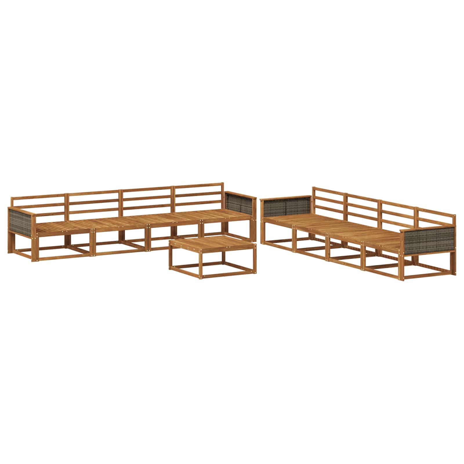 Buiten bankenset 9 pcs Naturel Massief Acaciahout image 1