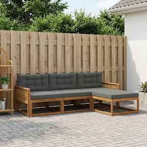 Zunanja garnitura za sedenje 4 pcs Naravna in antracitna