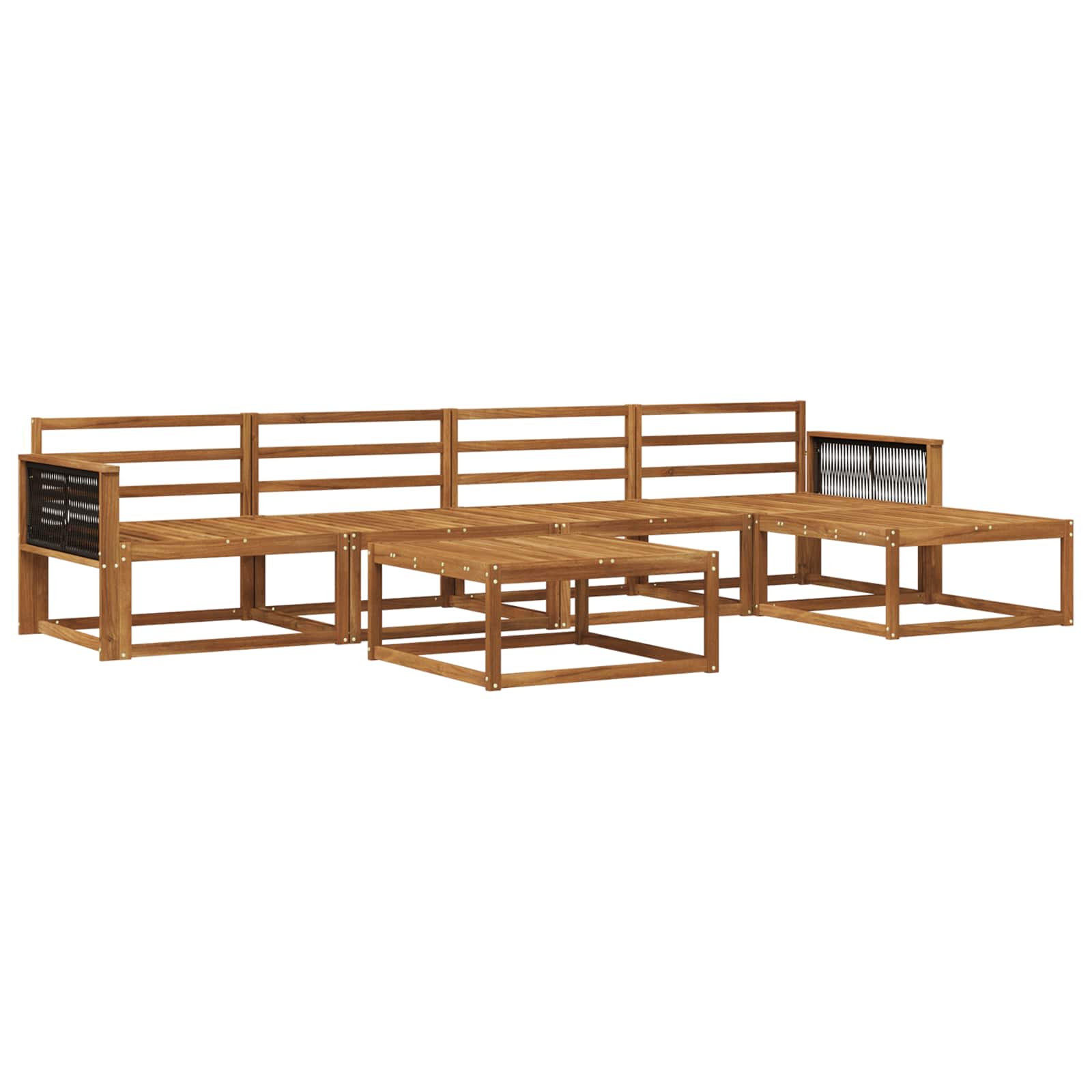 Buiten bankenset 6 pcs Naturel Massief Acaciahout image 1