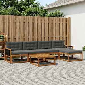 Zunanja garnitura za sedenje 6 pcs Naravna in antracitna
