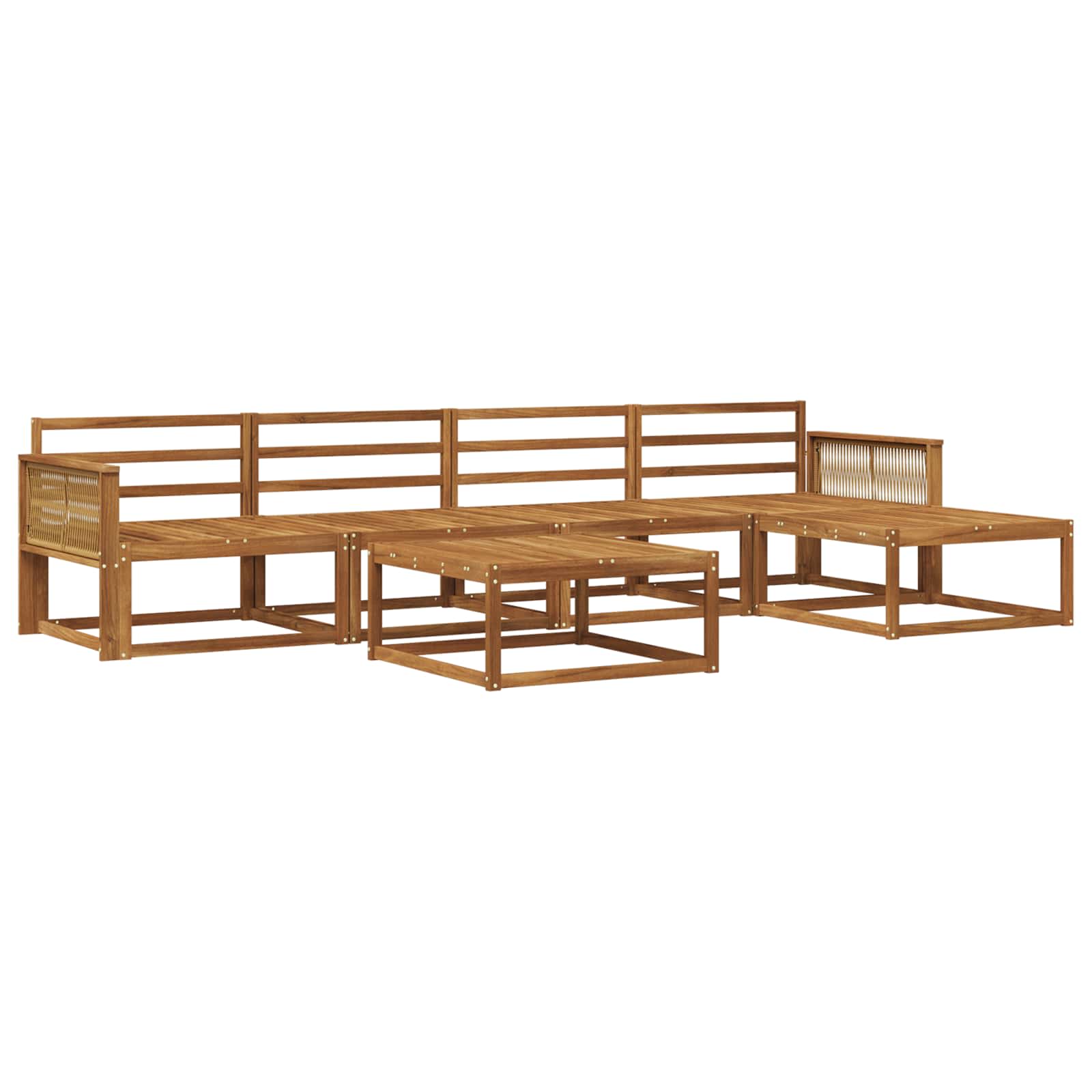 Buiten bankenset 6 pcs Naturel Massief Acaciahout image 1