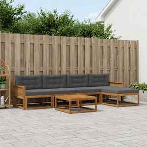 Zunanja garnitura za sedenje 6 pcs Naravna in antracitna