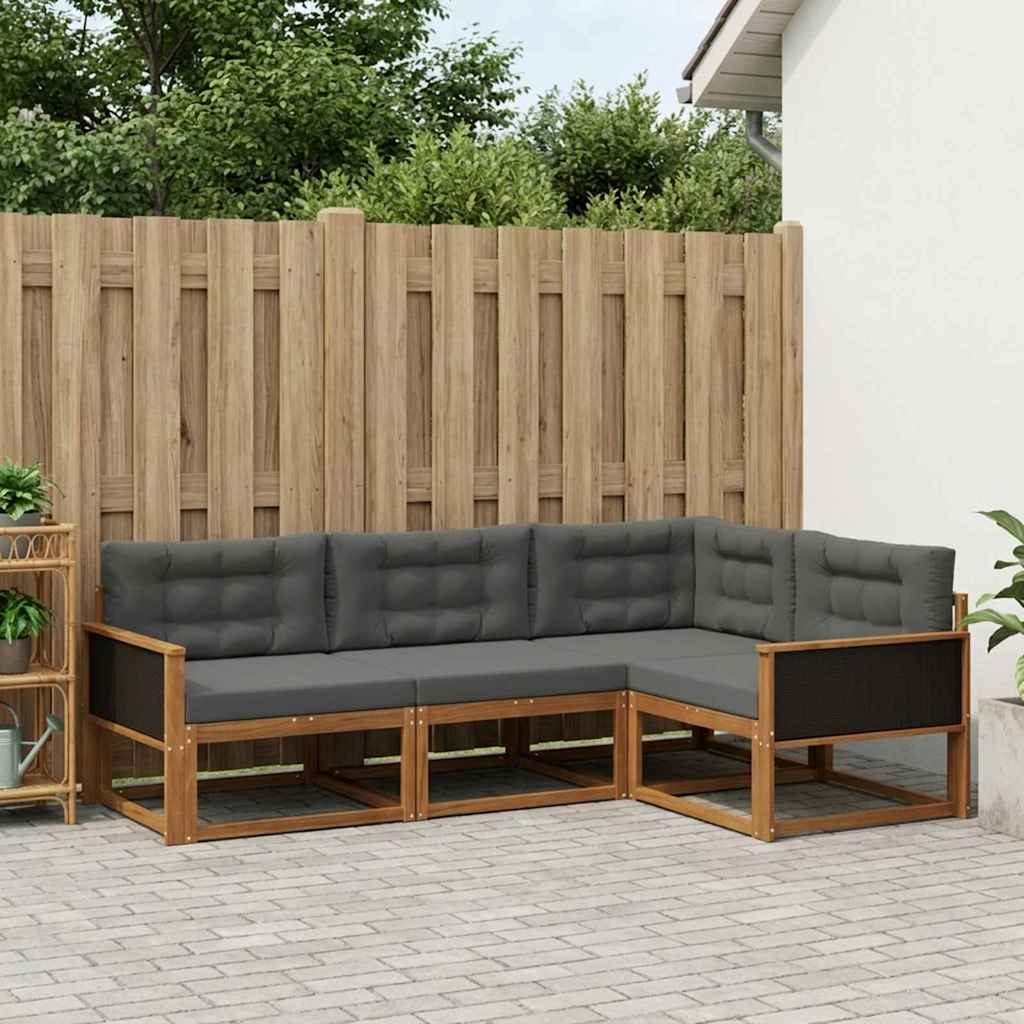 vidaXL Set de canapele de exterior cu pernă 4 pcs Natural și Antracit