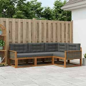 Zunanja garnitura za sedenje 4 pcs Naravna in antracitna