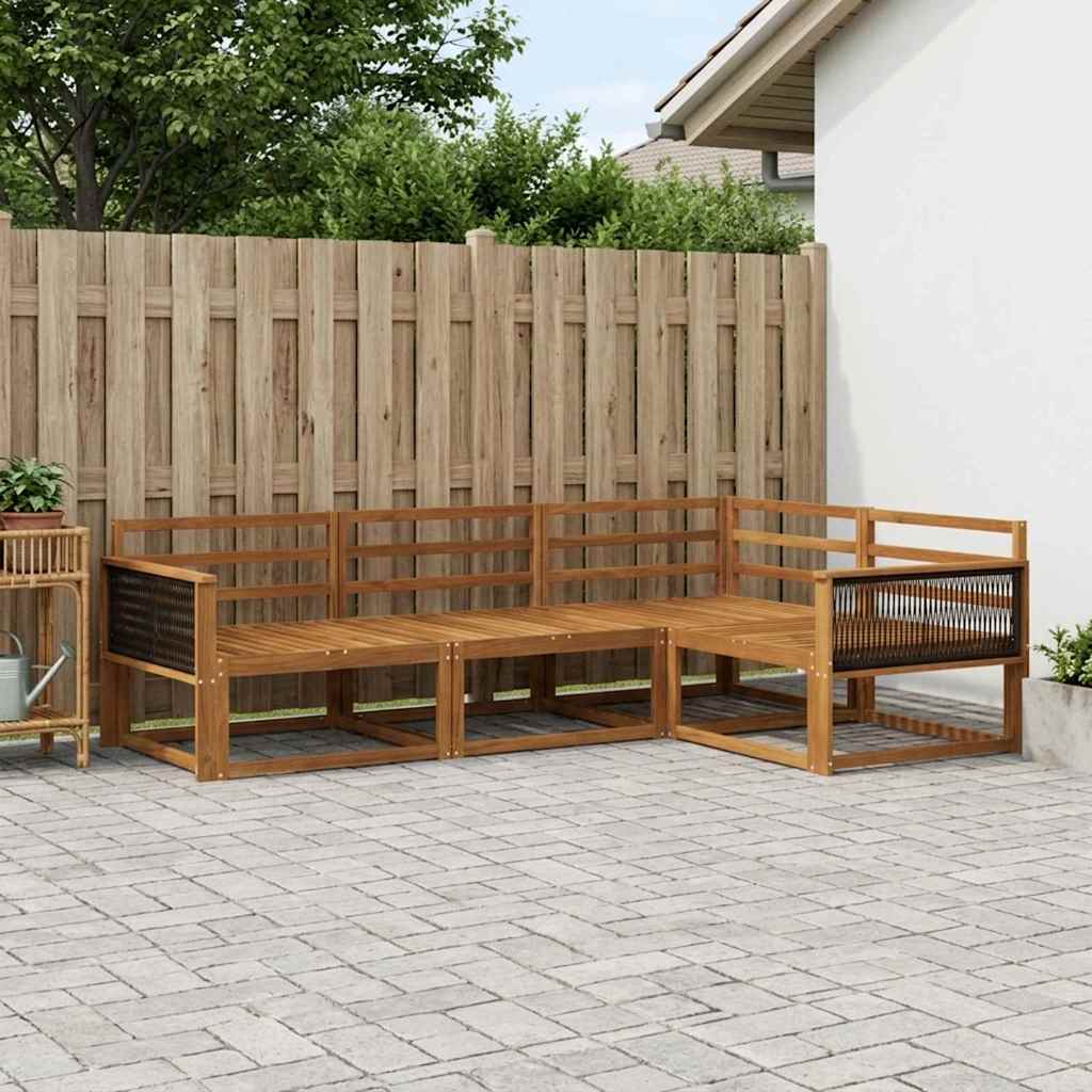 vidaXL Set de canapele de exterior 4 pcs natural Lemn Solid de Acacia