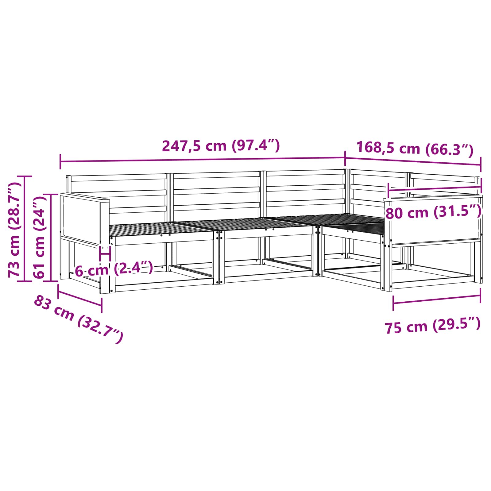 Buiten bankenset 4 pcs Naturel Massief Acaciahout image 5