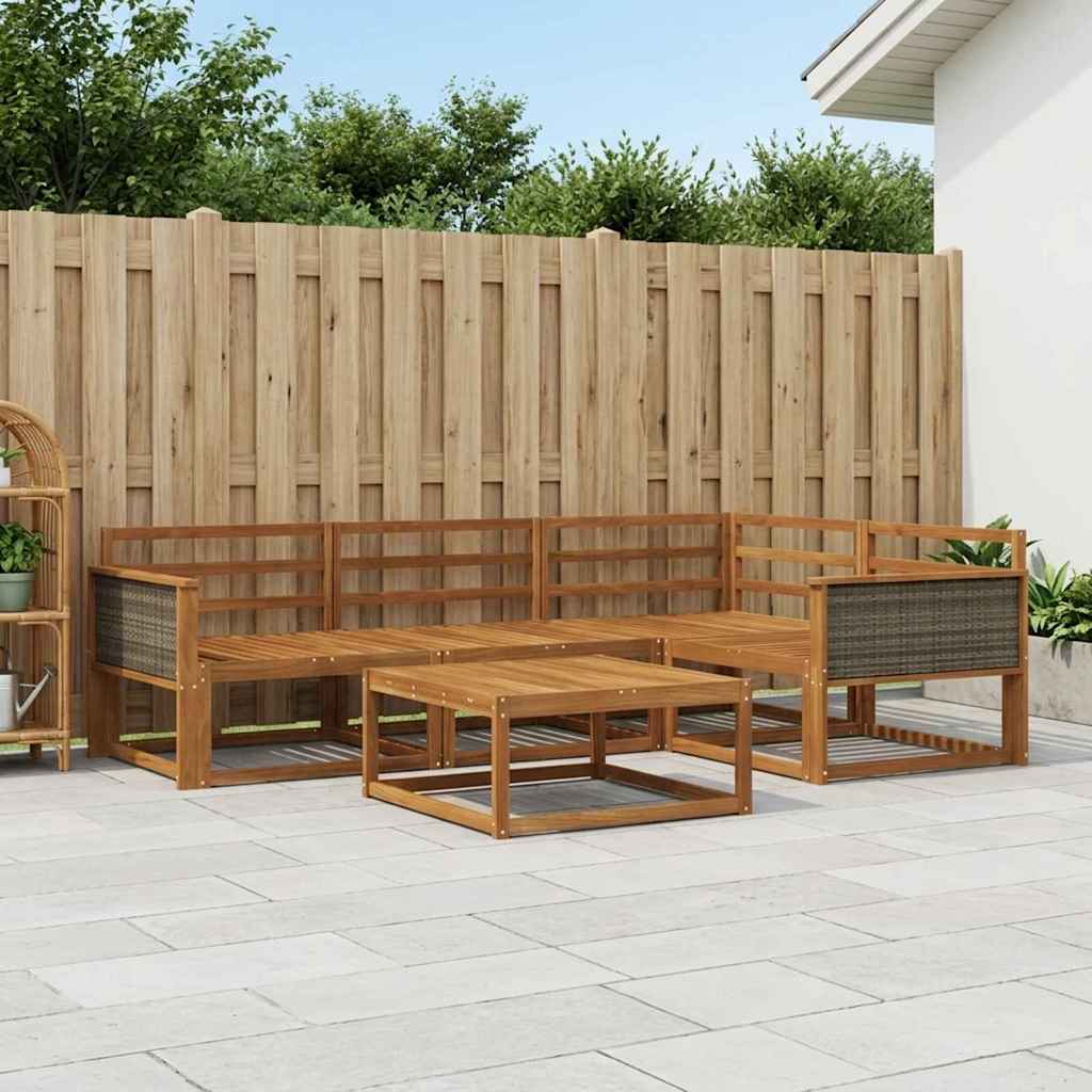 vidaXL Set de canapele de exterior 5 pcs natural Lemn Solid de Acacia