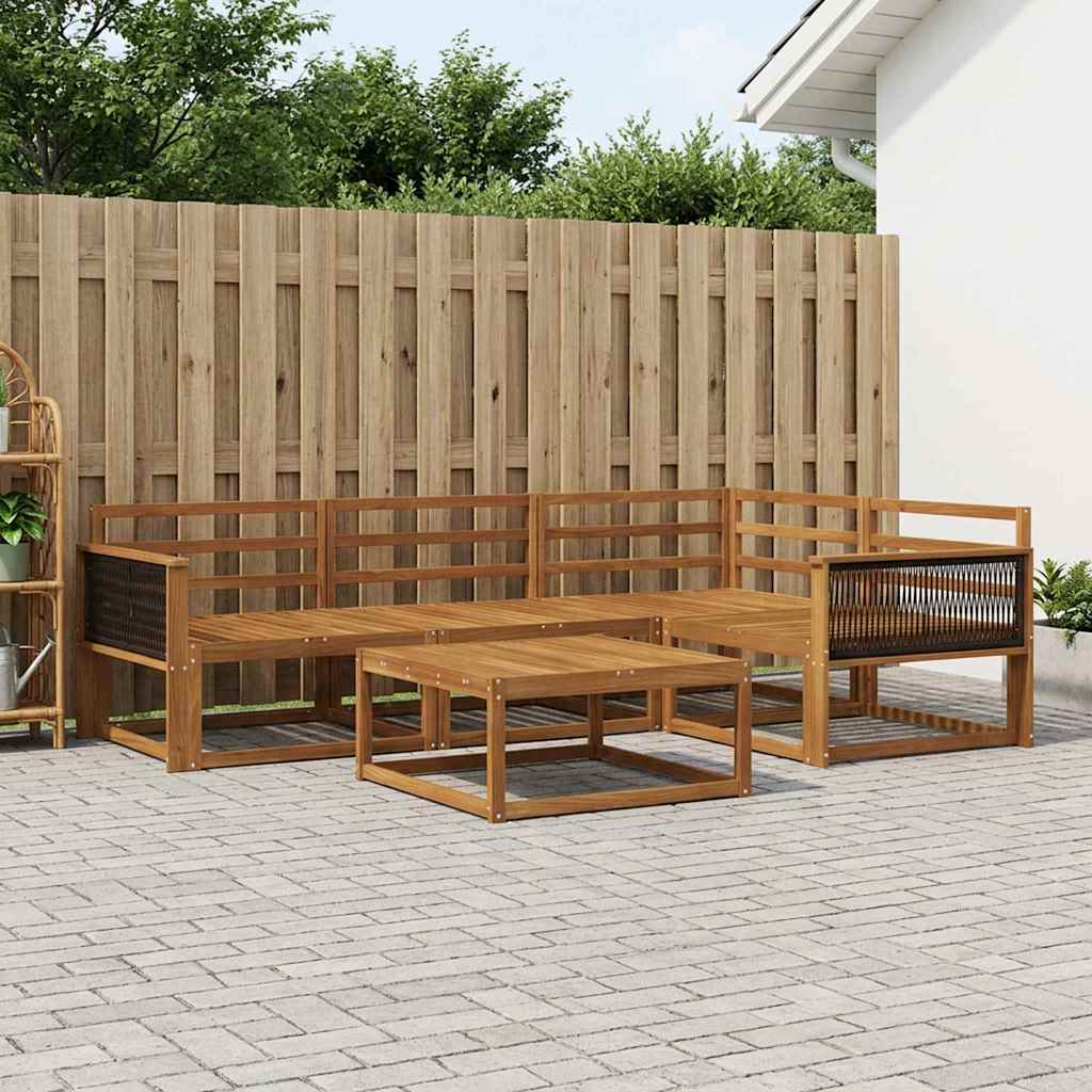 vidaXL Set de canapele de exterior 5 pcs natural Lemn Solid de Acacia