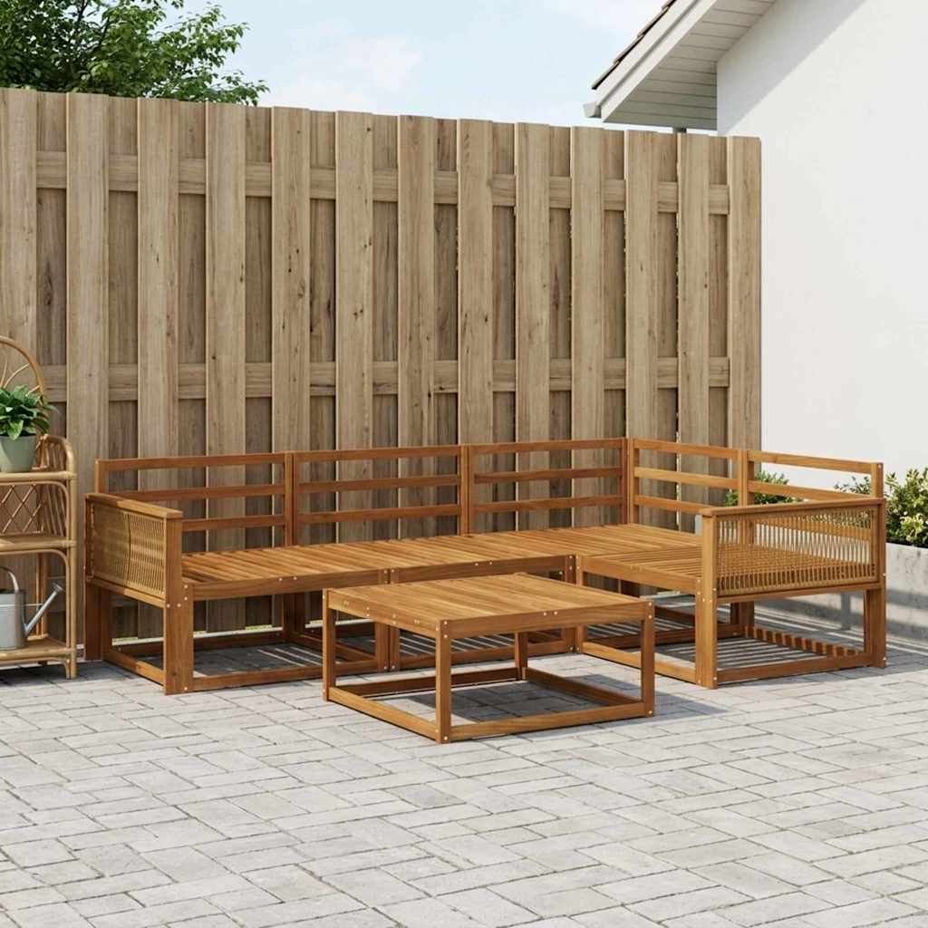 Buiten bankenset 5 pcs Naturel Massief Acaciahout image 1