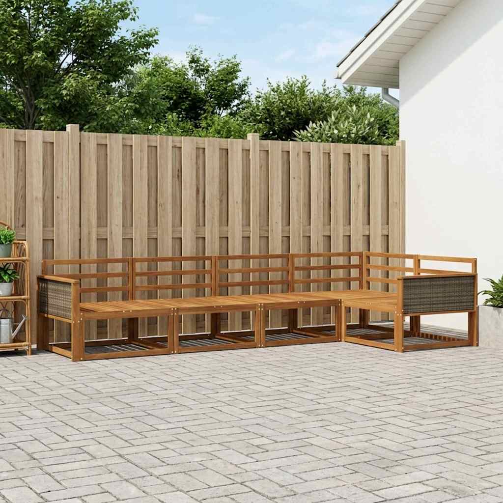 Buiten bankenset 5 pcs Naturel Massief Acaciahout image 1