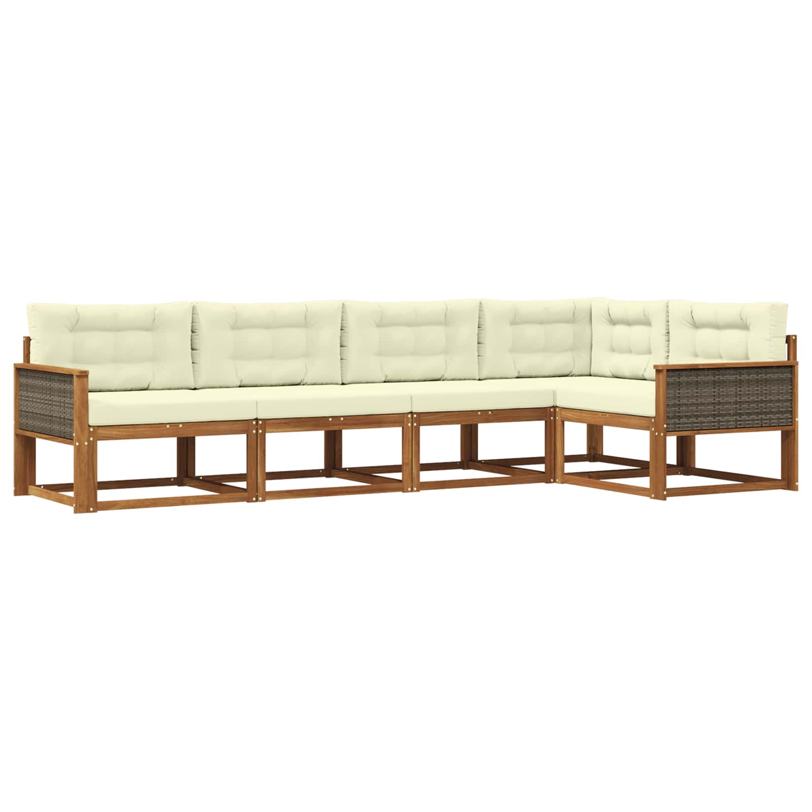 vidaXL Set de canapele de exterior cu pernă 5 pcs Natural și Crem