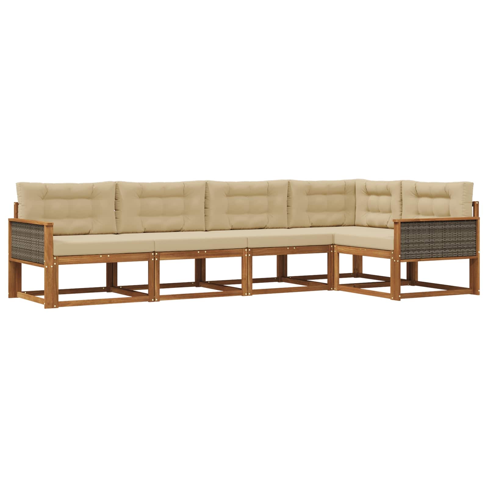 vidaXL Set de canapele de exterior cu pernă 5 pcs Natural și Bej