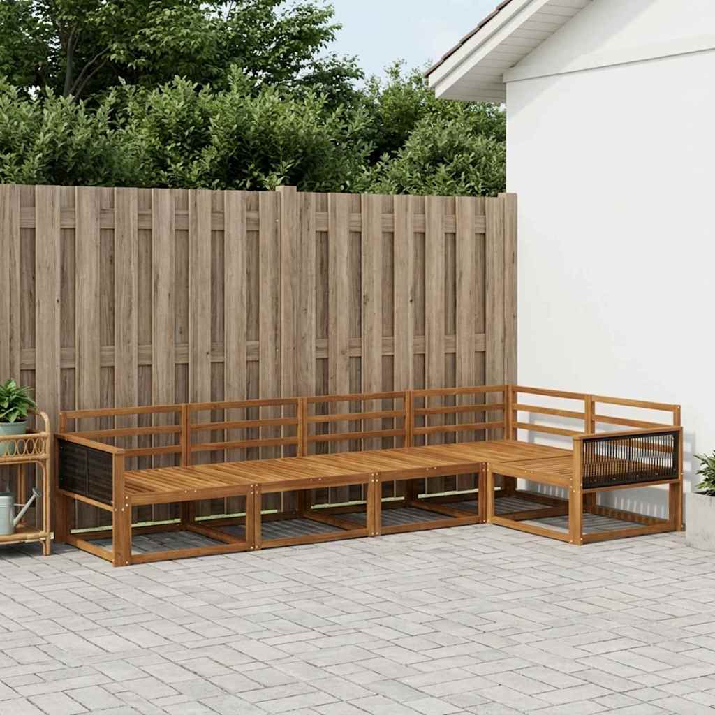 vidaXL Set de canapele de exterior 5 pcs natural Lemn Solid de Acacia