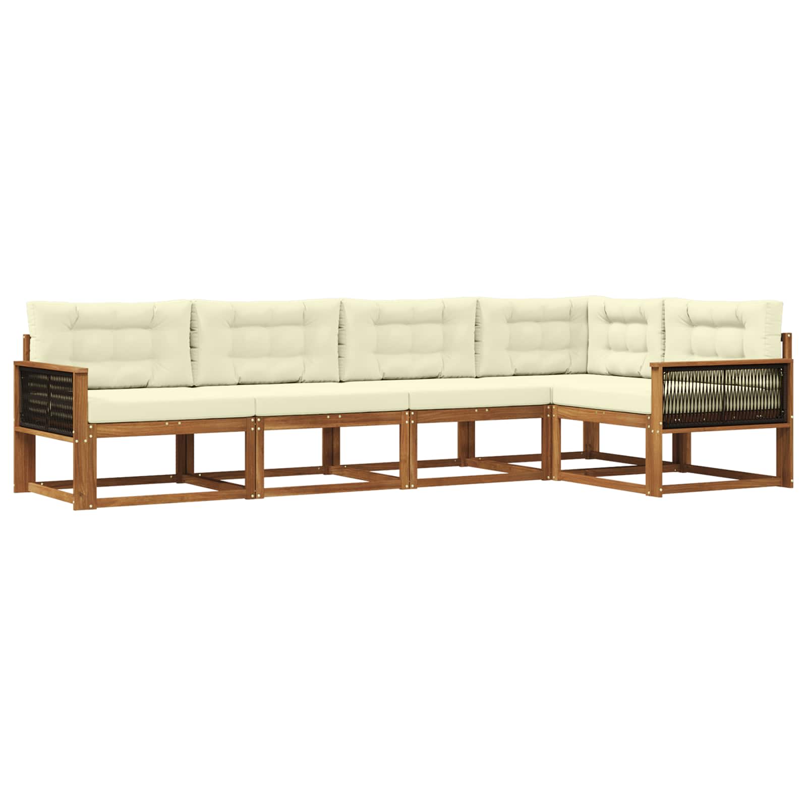 vidaXL Set de canapele de exterior cu pernă 5 pcs Natural și Crem