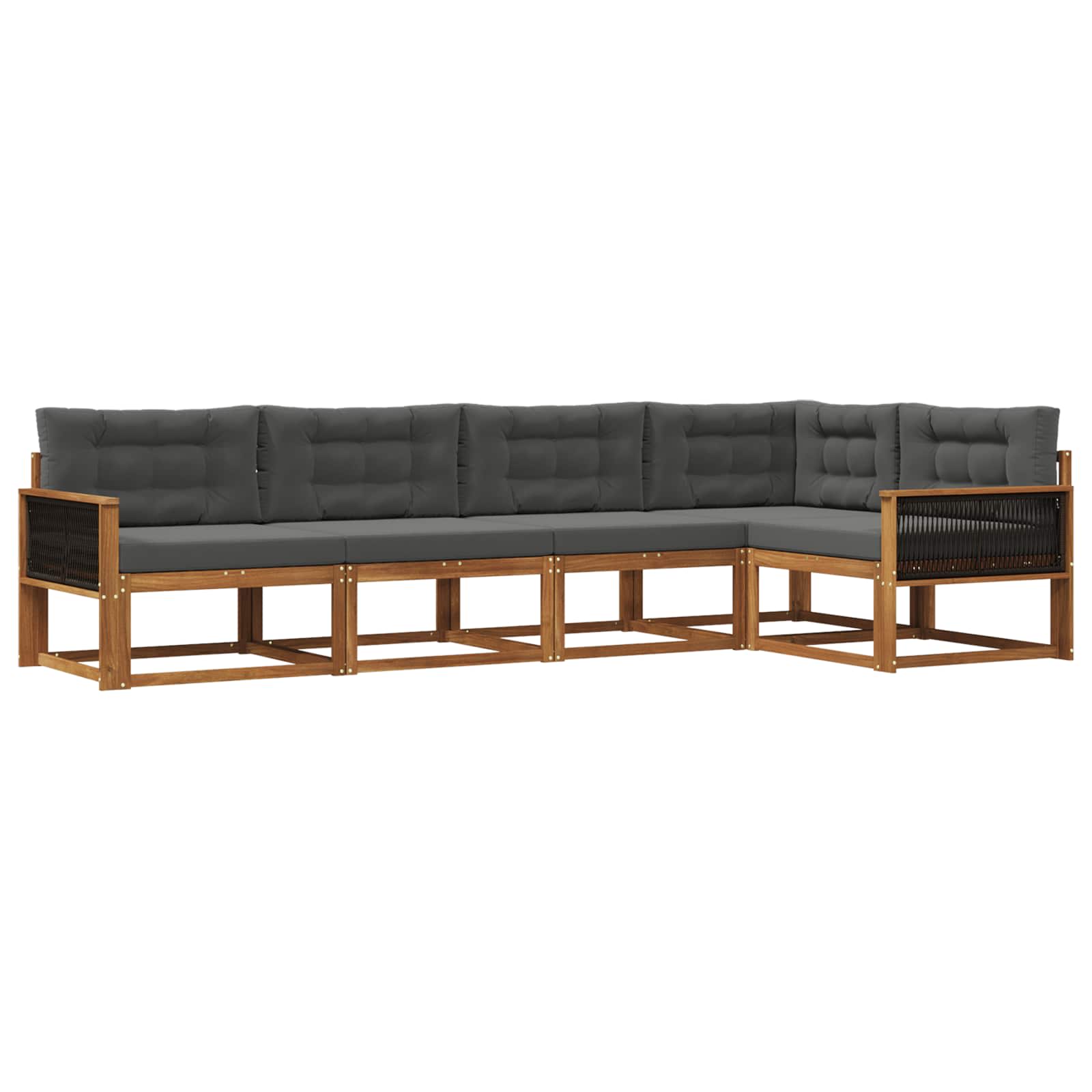 vidaXL Set de canapele de exterior cu pernă 5 pcs Natural și Antracit