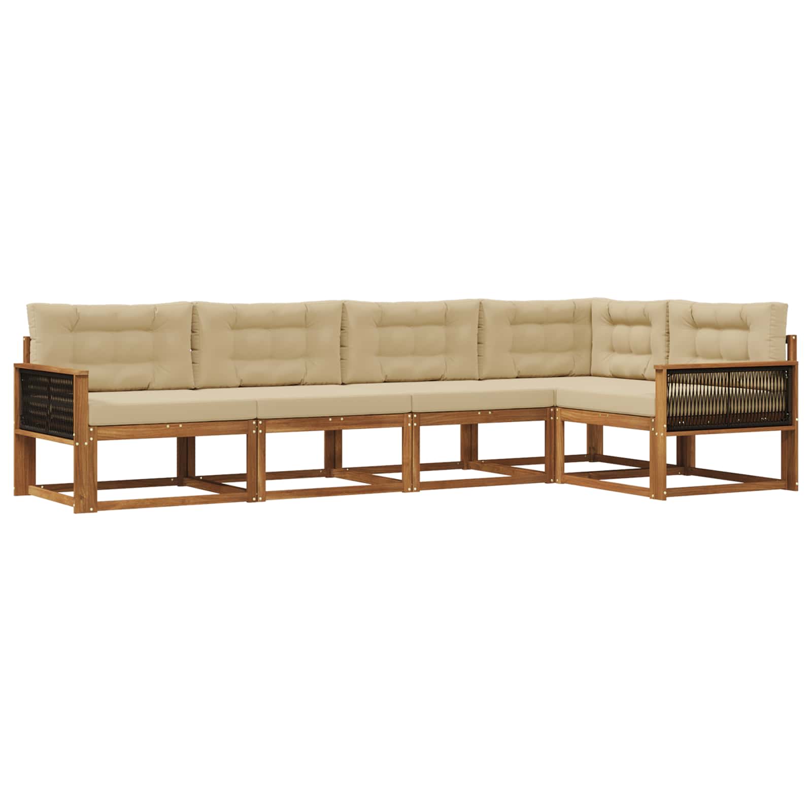 vidaXL Set de canapele de exterior cu pernă 5 pcs Natural și Bej