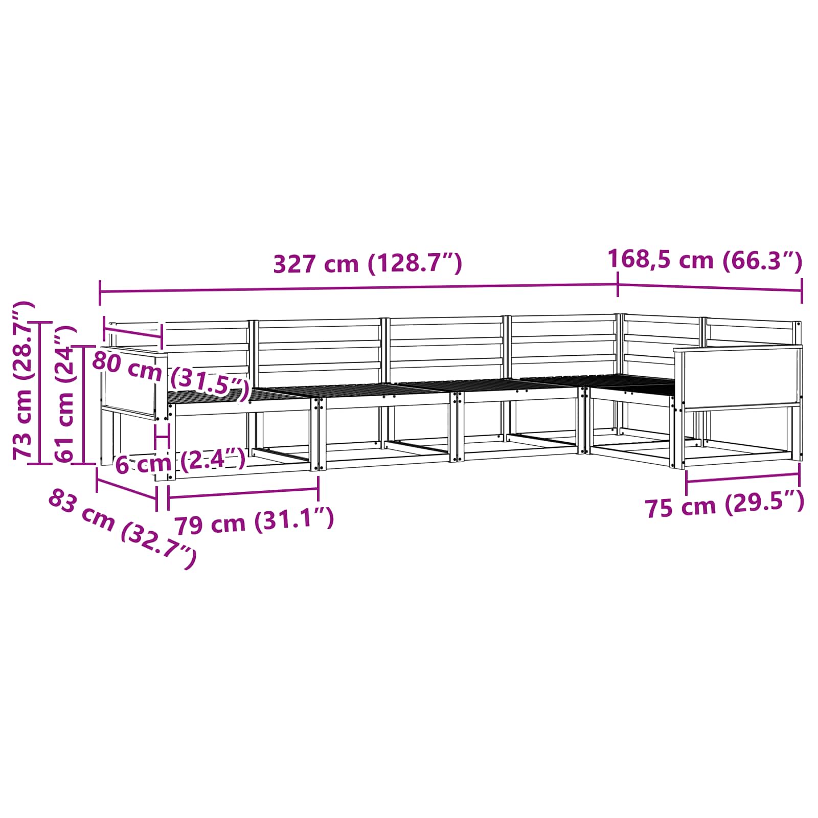 Buiten bankenset 5 pcs Naturel Massief Acaciahout image 6