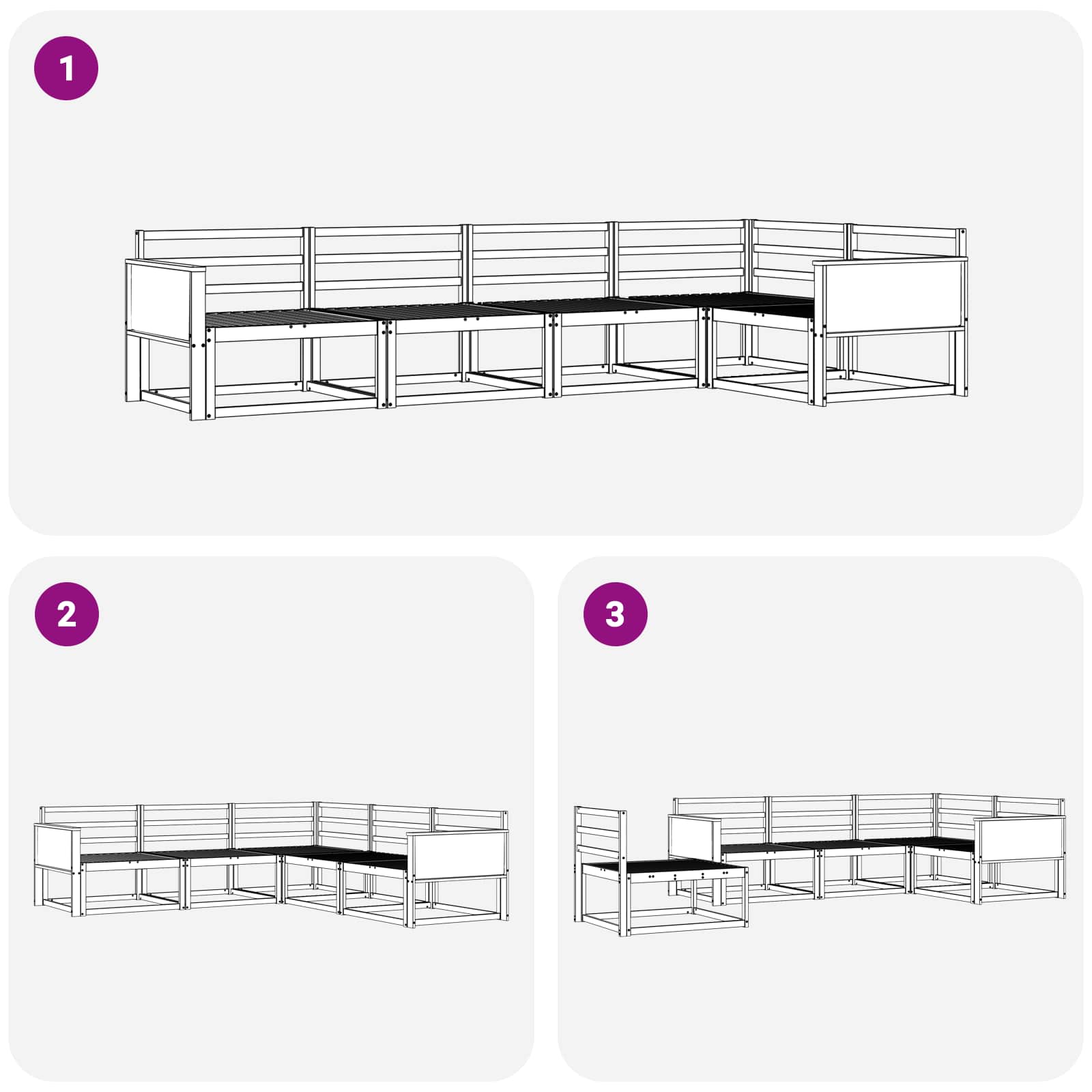 Buiten bankenset 5 pcs Naturel Massief Acaciahout image 5